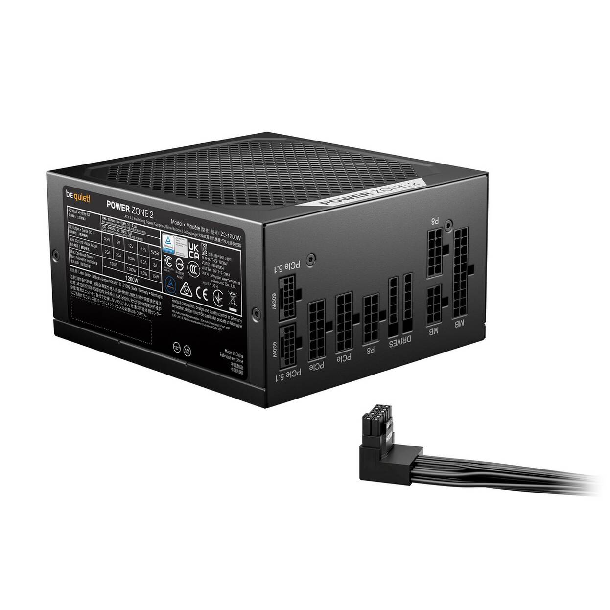 be quiet! Power Zone 2 80 PLUS Platinum power supply, fully modular, ATX 3.1, PCIe 5.1 - 1,200 watts, black
