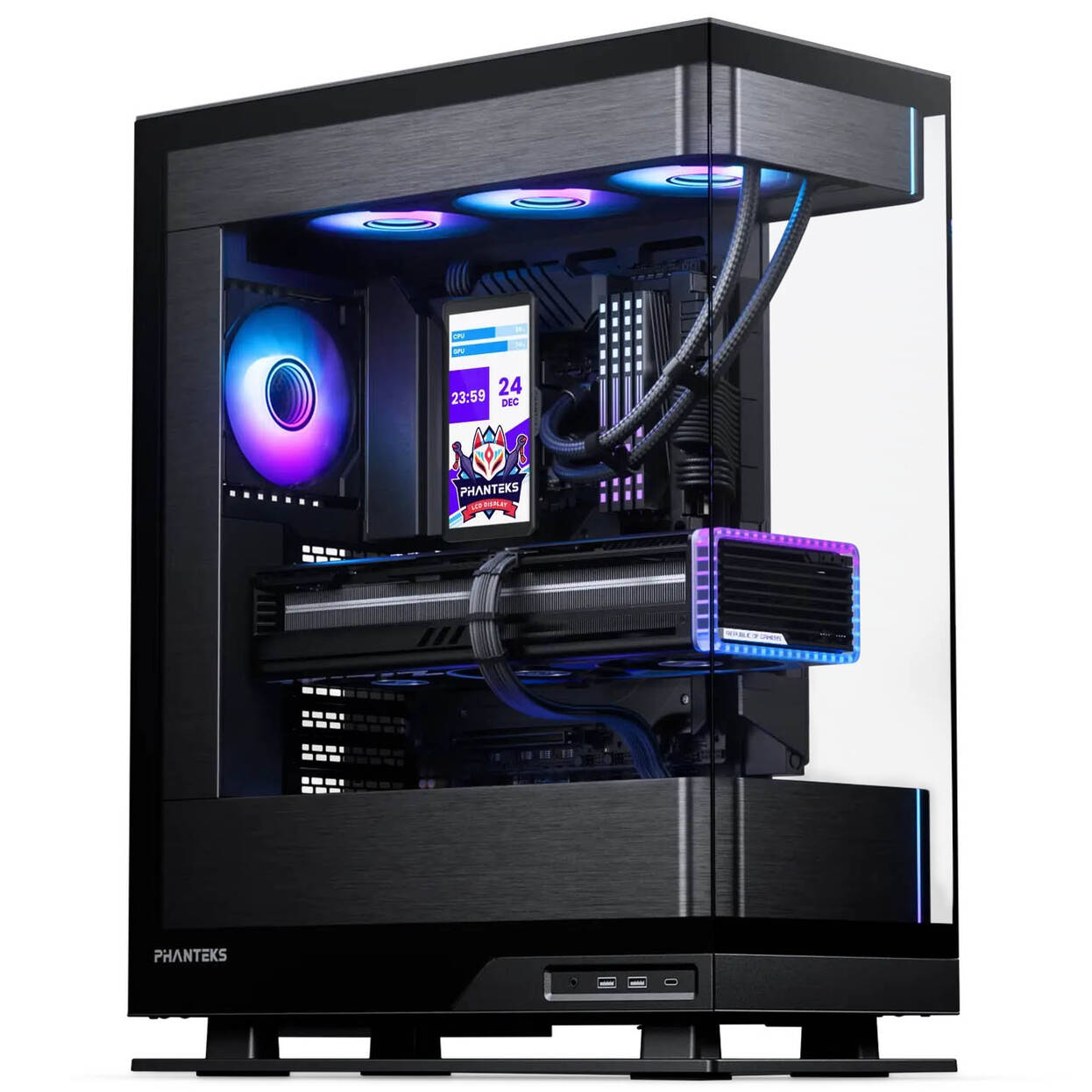 Phanteks Glacier One 360M25 LCD AiO Water Cooling, 6-Inch Display - 360mm, Black