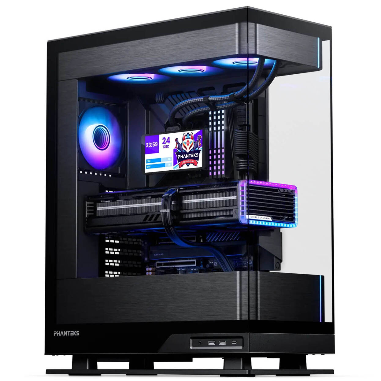 Phanteks Glacier One 360M25 LCD AiO Water Cooling, 6-Inch Display - 360mm, Black