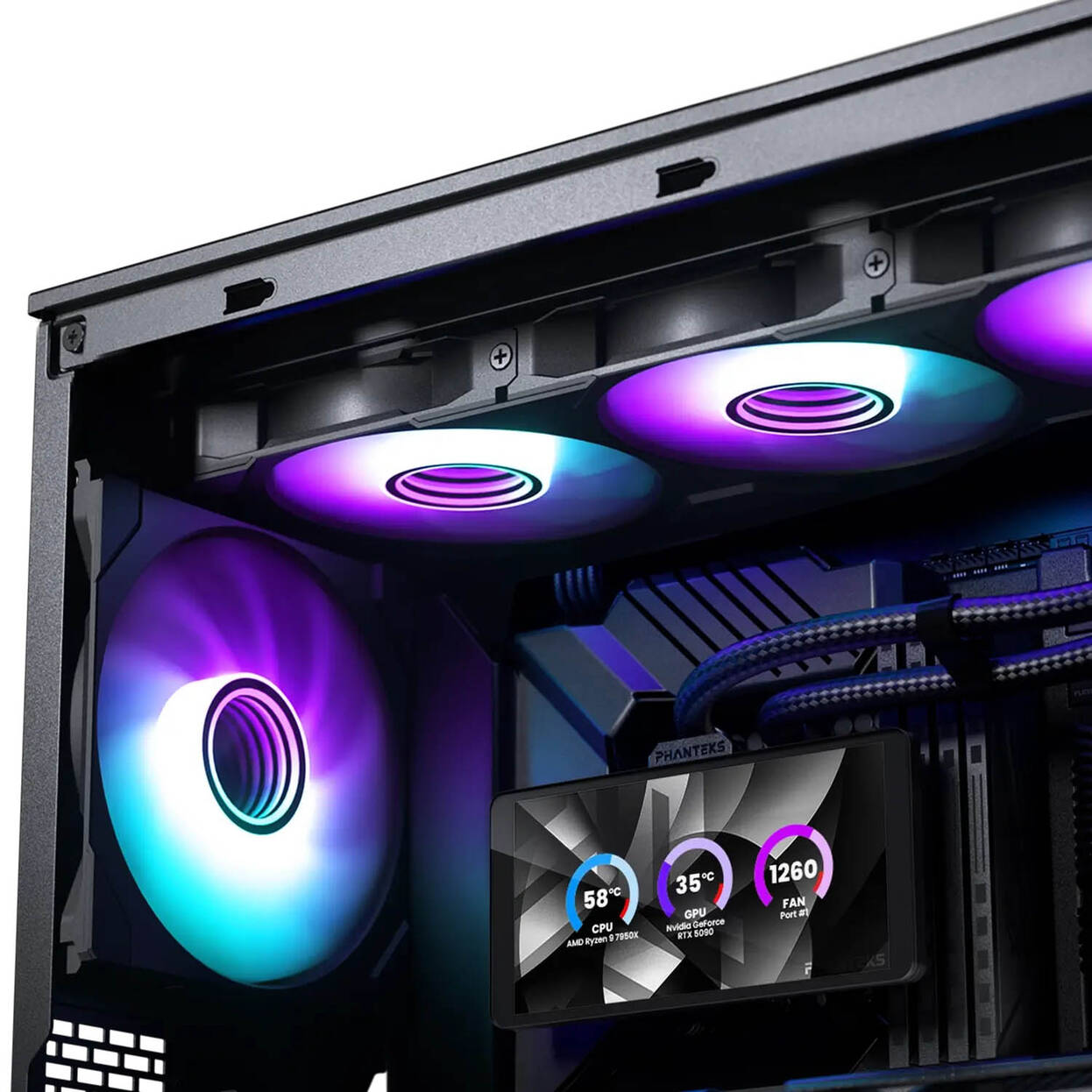 Phanteks Glacier One 360M25 LCD AiO Water Cooling, 6-Inch Display - 360mm, Black