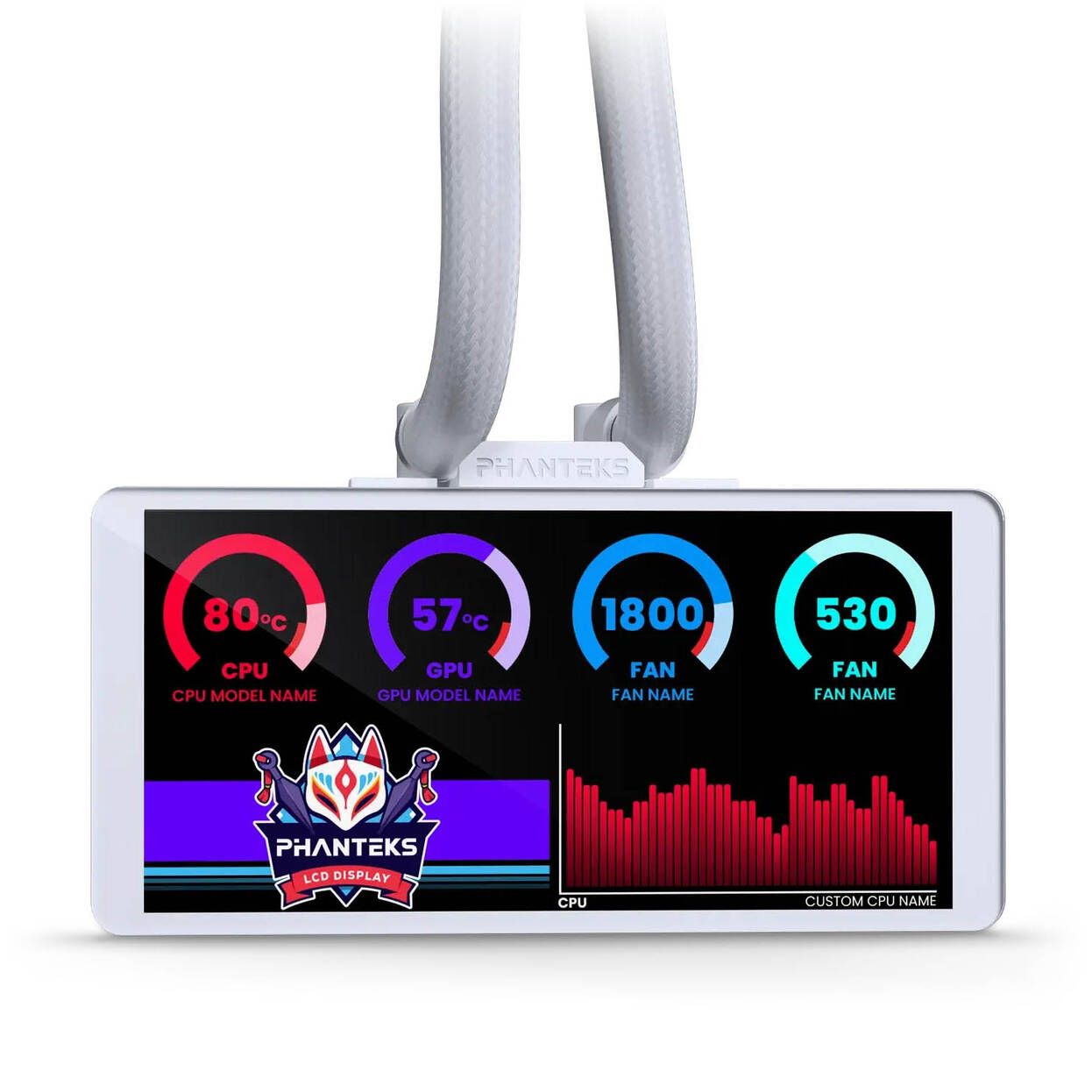 Phanteks Glacier One 360M25 LCD AiO Water Cooling, 6-Inch Display - 360mm, White