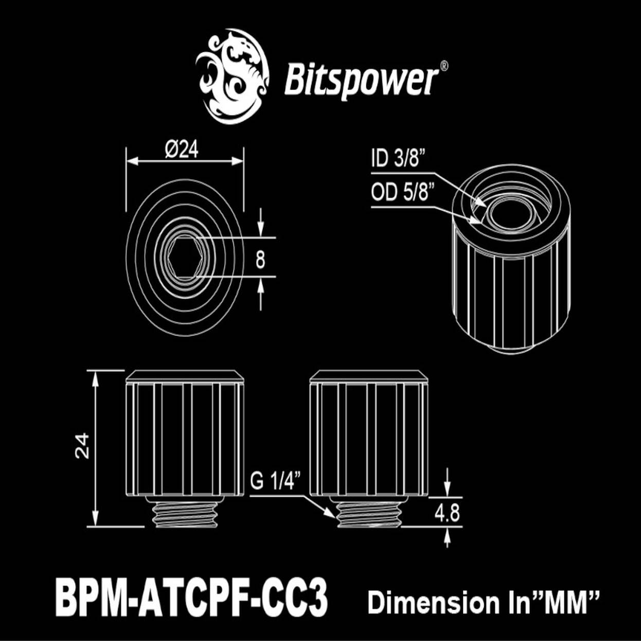 Bitspower Artemis Straight Fitting G1/4 Male to 16/10mm – Matte Black : image 2