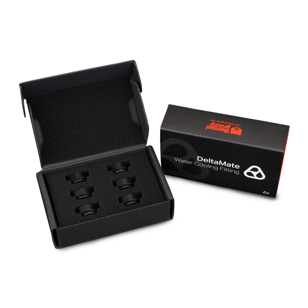 Thermal Grizzly DeltaMate Extender Fitting - MF7, black, pack of 6
