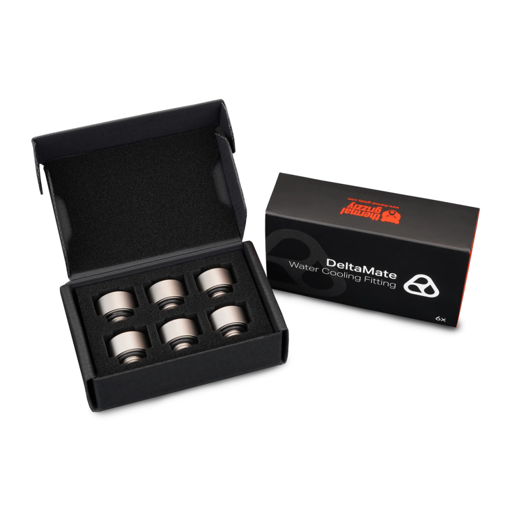 Thermal Grizzly DeltaMate Extender Fitting - MF10, matte nickel, pack of 6