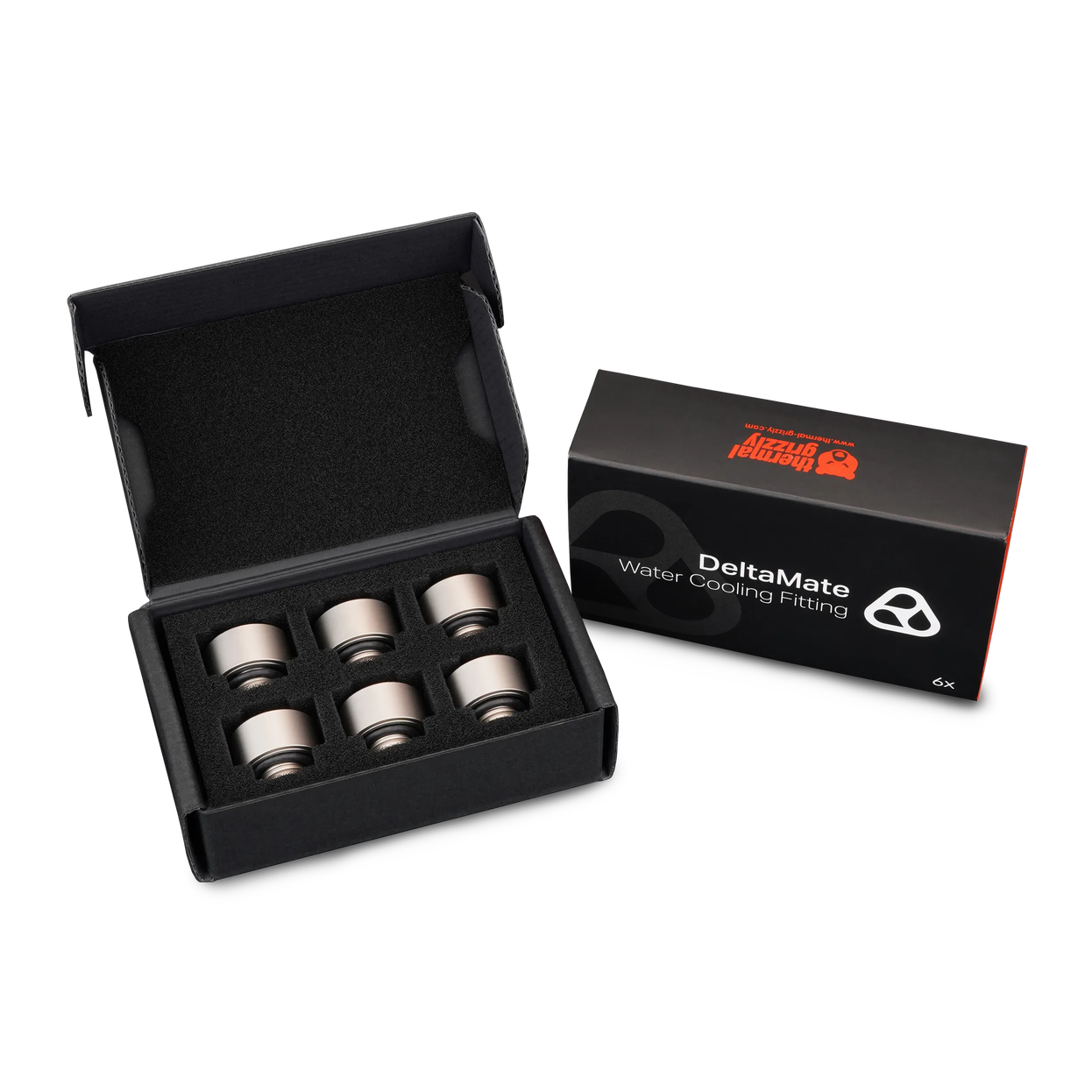 Thermal Grizzly DeltaMate Extender Fitting - MF10, matte nickel, pack of 6