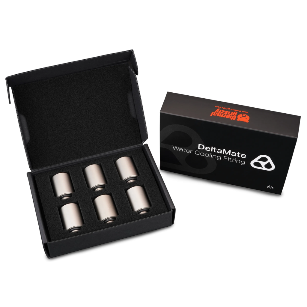 Thermal Grizzly DeltaMate Extender Fitting - MF28, matt nickel, pack of 6