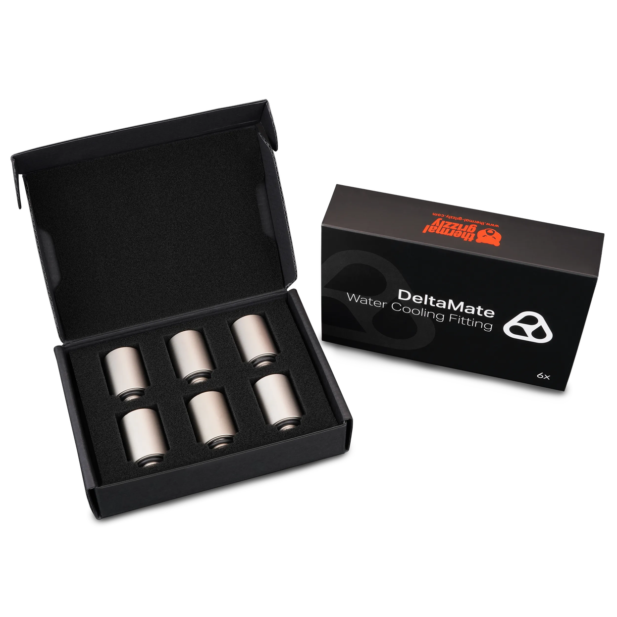 Thermal Grizzly DeltaMate Extender Fitting - MF28, matt nickel, pack of 6