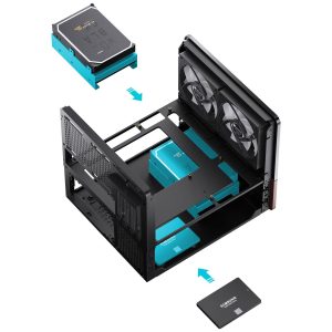 Jonsbo V12 PC Case, Mini Tower, Micro-ATX - Black