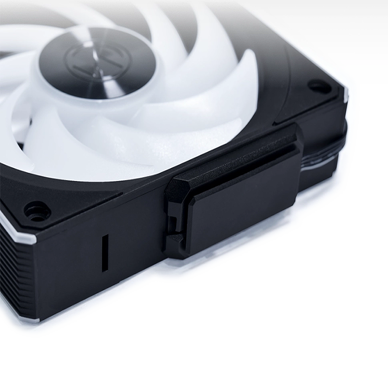 UNI FAN CL Wireless close-up showing the 28mm frame and interlocking mechanism