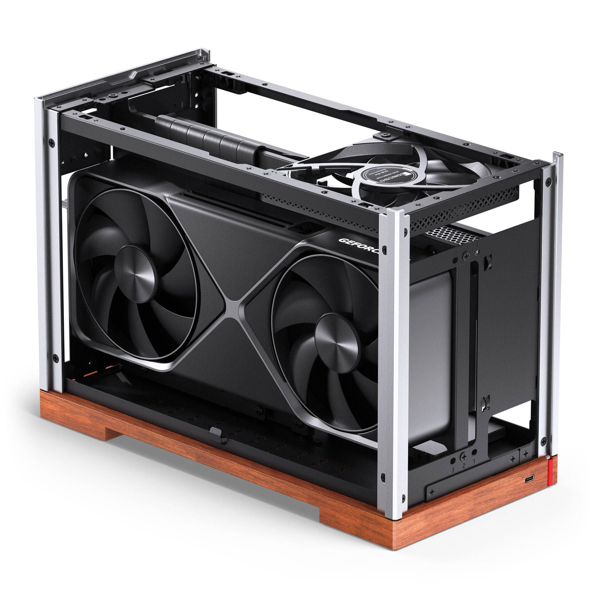 Jonsbo T9 PC Case, Mini Case, ITX, PCIe 5.0 Riser Cable - Silver