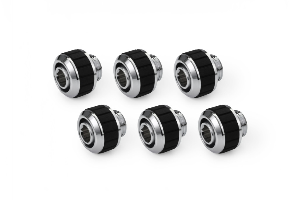 Alphacool Apex Grip SoftTube fitting 13/10mm G1/4 chrome Set 6 pcs