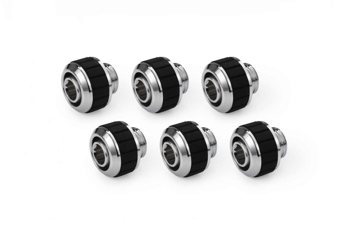 Alphacool Apex Grip SoftTube fitting 13/10mm G1/4 chrome Set 6 pcs