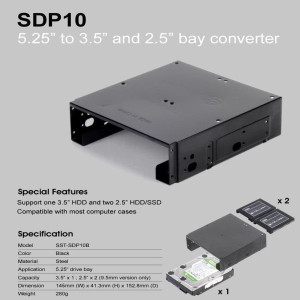 Silverstone SDP10 5.25 to 3.5 and 2.5 Bay Converter