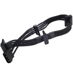 Silverstone 4 pin Molex to 4 x SATA Black Sleeved Cable 30cm