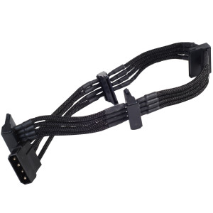 Silverstone 4 pin Molex to 4 x SATA Black Sleeved Cable 30cm