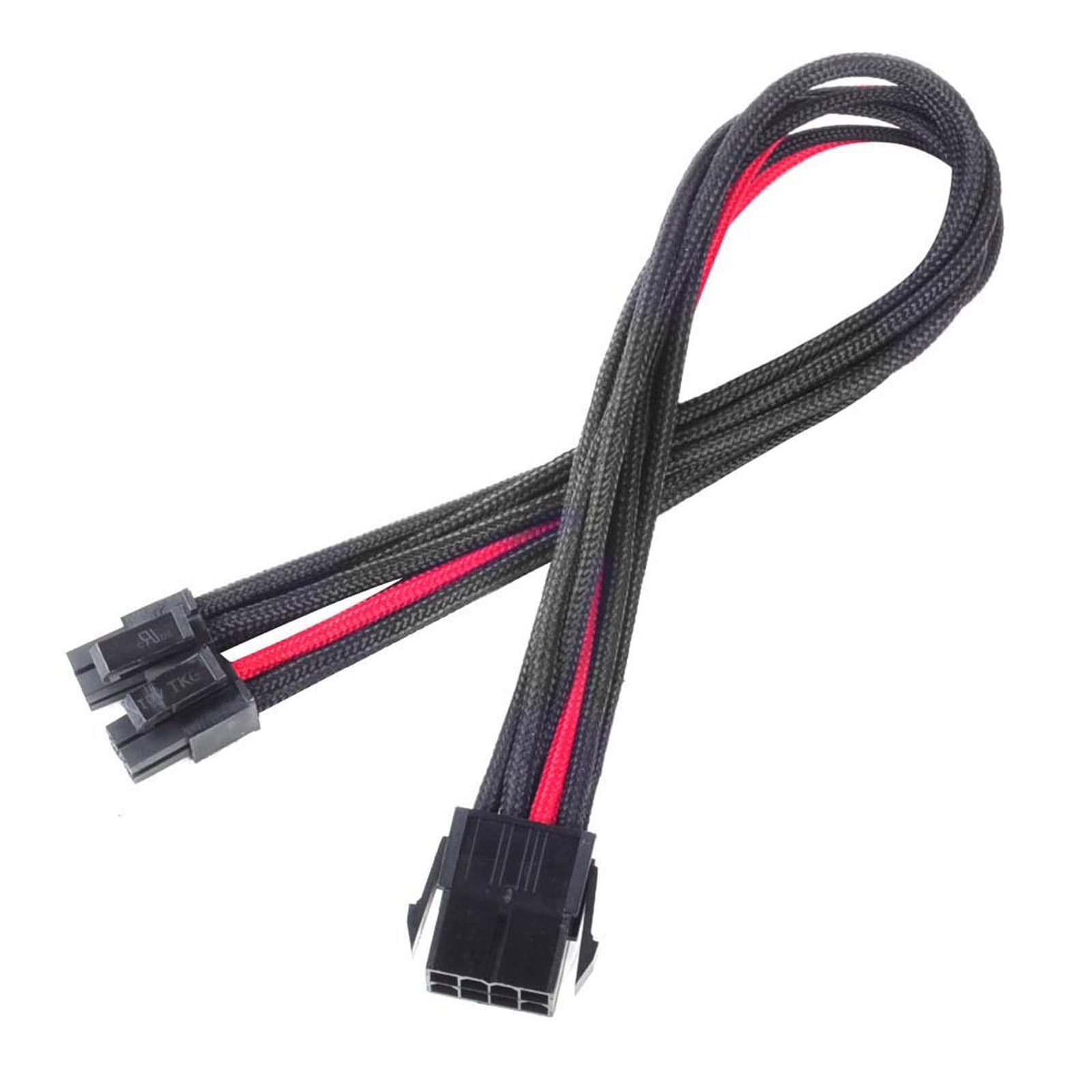 Silverstone EPS 8PinEPS/ATX 4+4Pin BLK/RD Sleeved Cable 30cm