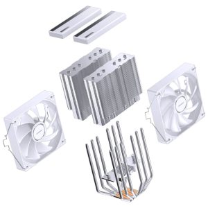 Jonsbo CB80 CPU Cooler, Dual-Tower, 2 x 120mm, PWM, RGB - white