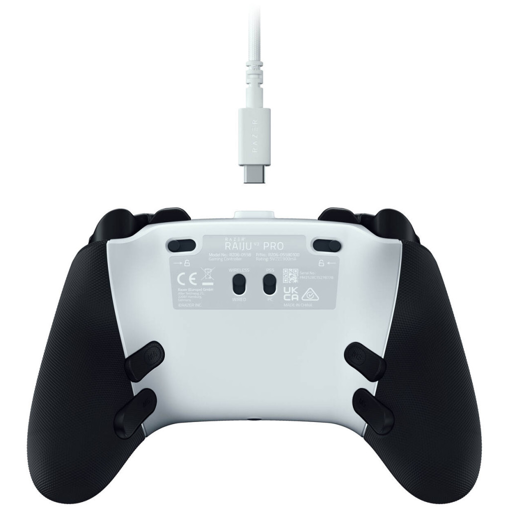 Razer Raiju V3 Pro Wireless PS5/PC Controller, Pro Buttons, Symmetrical Layout - White
