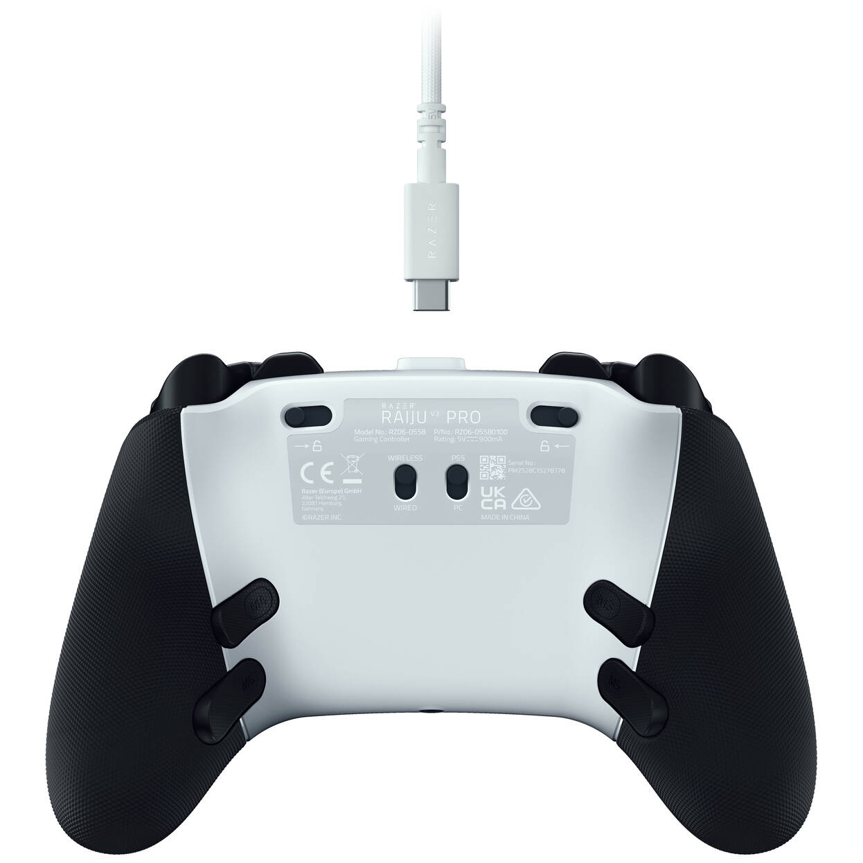Razer Raiju V3 Pro Wireless PS5/PC Controller, Pro Buttons, Symmetrical Layout - White