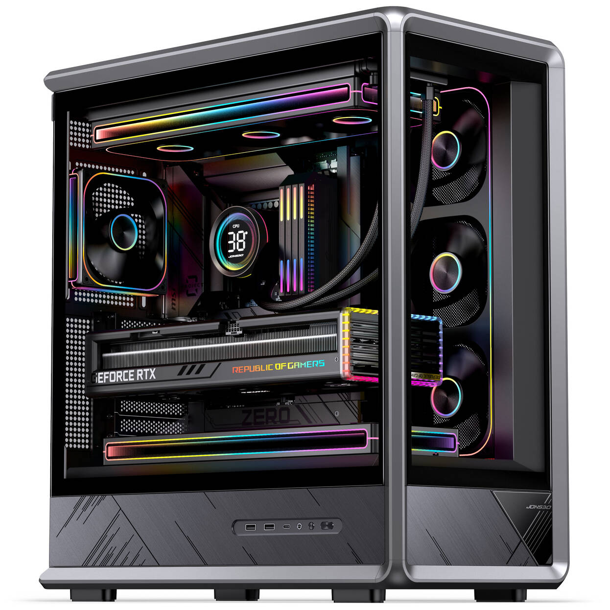 Jonsbo D401 PC Case, Mid-Tower, ATX, Tempered Glass - black