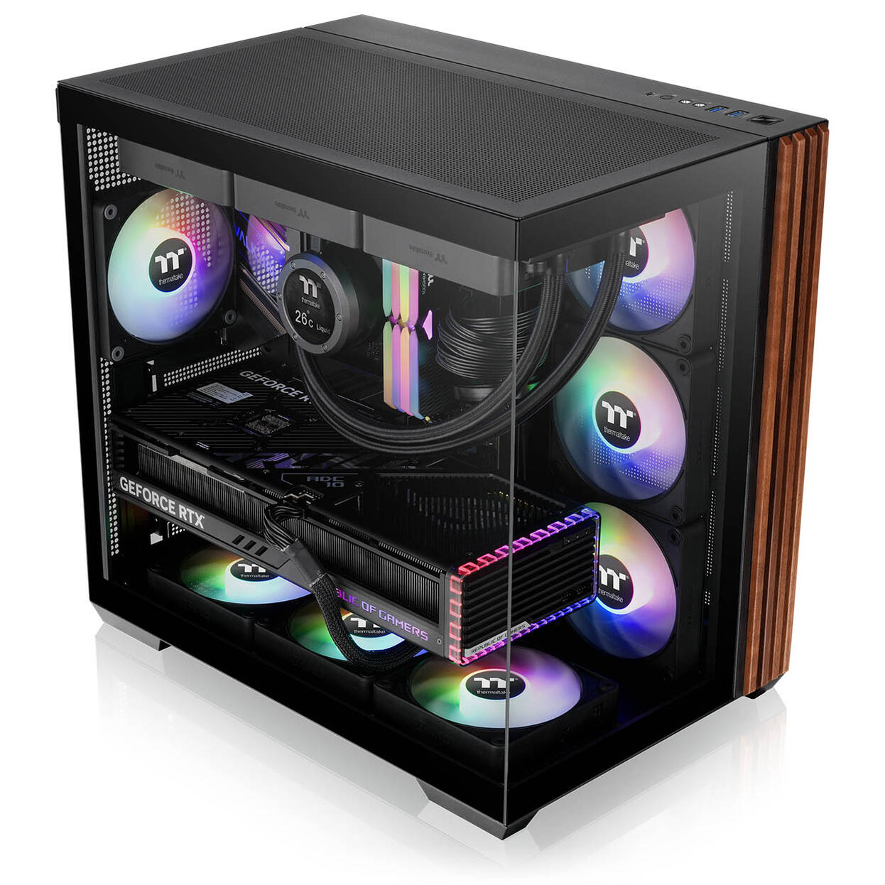 Thermaltake View 380 WS ARGB PC Case, Mid Tower, ATX, ARGB, Tempered Glass - Black