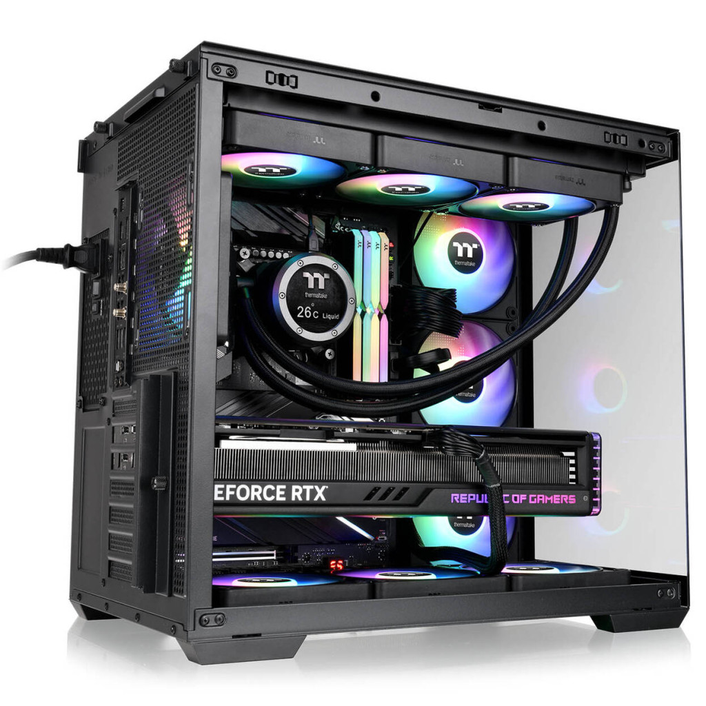 Thermaltake View 380 WS ARGB PC Case, Mid Tower, ATX, ARGB, Tempered Glass - Black