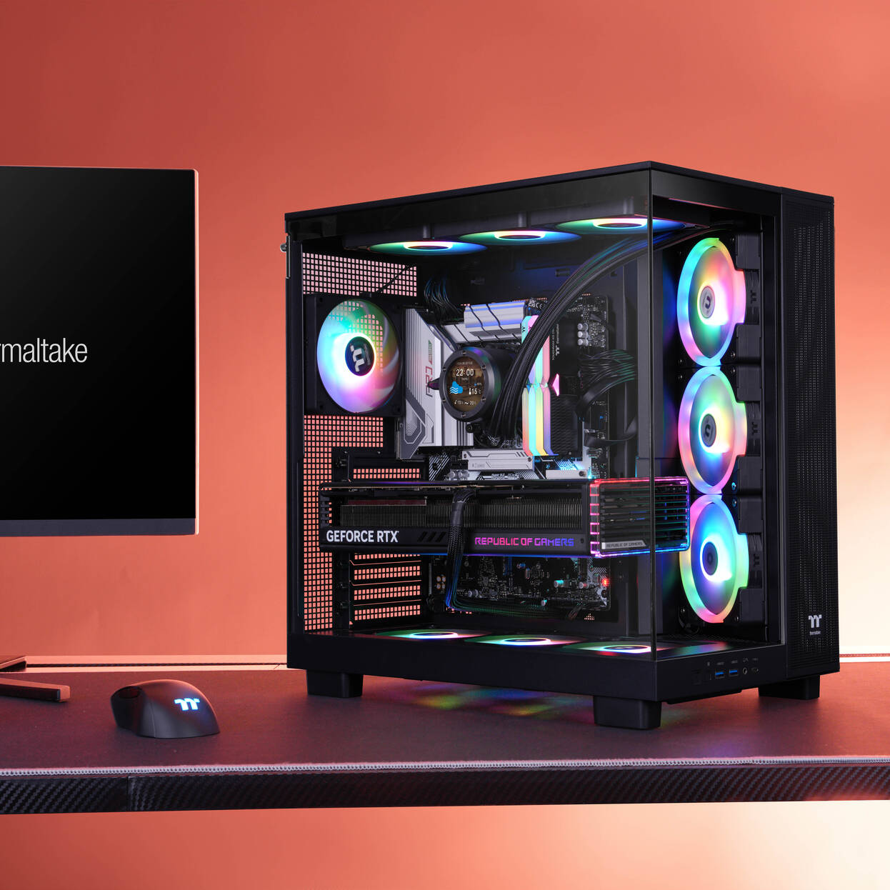 Thermaltake View 380 XL TG ARGB PC Case, Mid-Tower, ATX, ARGB, Tempered Glass - Black