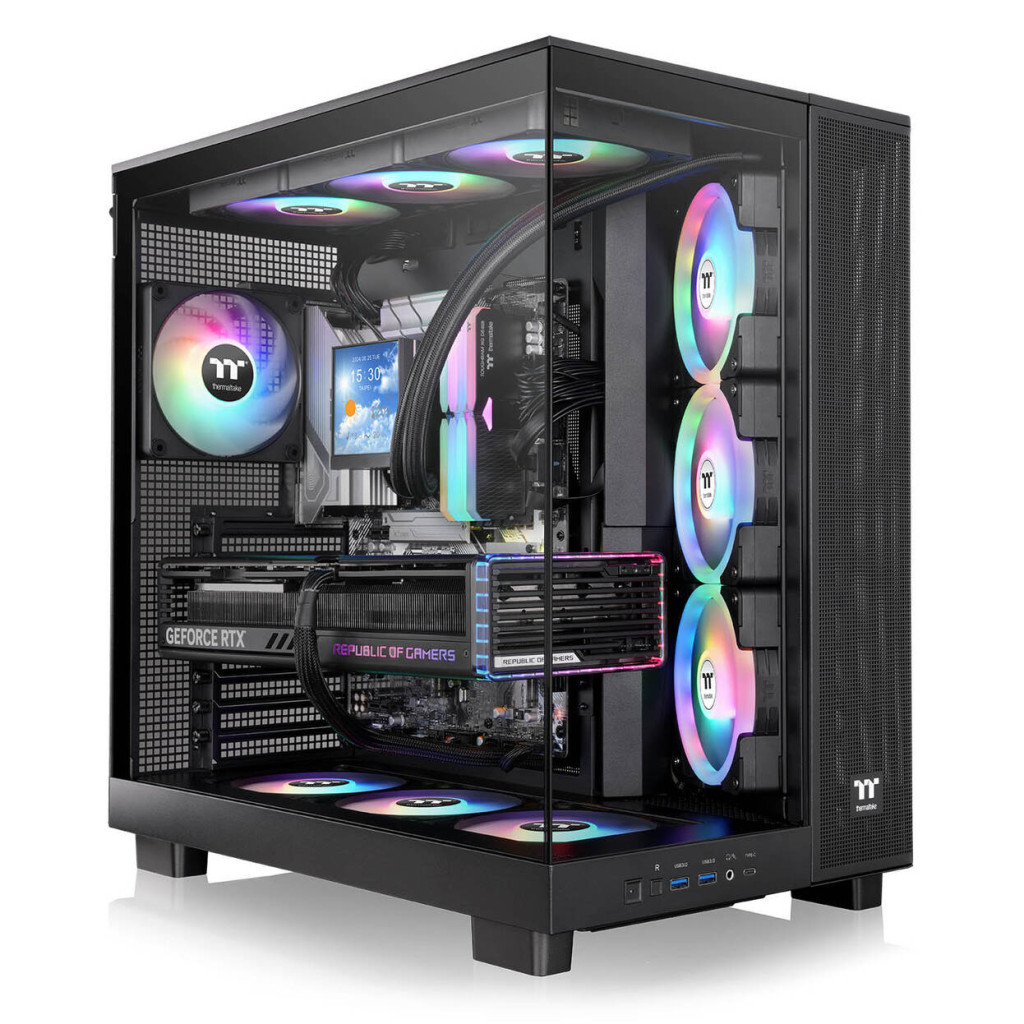 Thermaltake View 380 XL TG ARGB PC Case, Mid-Tower, ATX, ARGB, Tempered Glass - Black