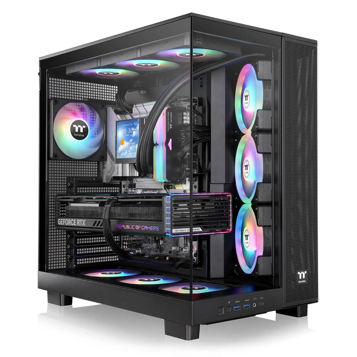 Thermaltake View 380 XL TG ARGB PC Case, Mid-Tower, ATX, ARGB, Tempered Glass - Black