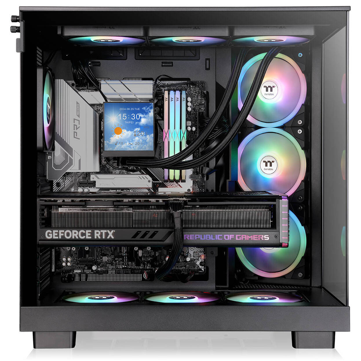 Thermaltake View 380 XL TG ARGB PC Case, Mid-Tower, ATX, ARGB, Tempered Glass - Black