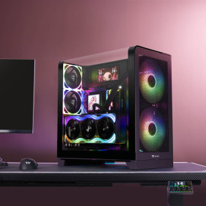 Thermaltake View 390 Air PC Case, Mid Tower, ATX, ARGB, Tempered Glass - Black