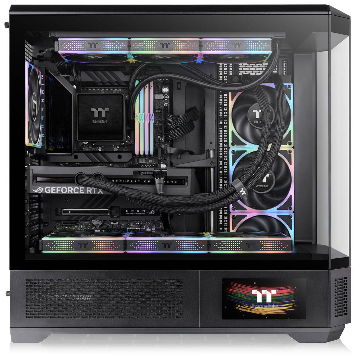 Thermaltake View 600 TG PC Case, Big Tower, E-ATX, ARGB, Tempered Glass - Black