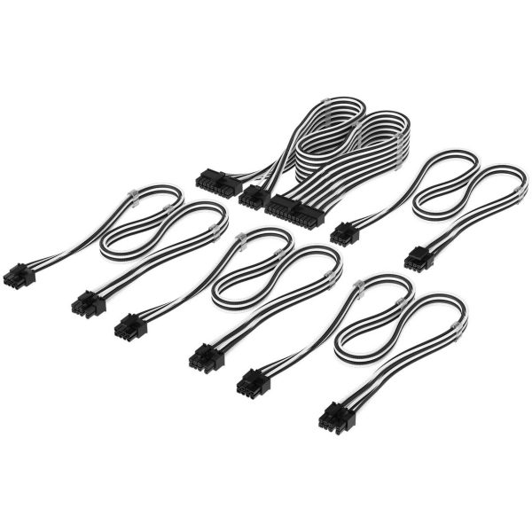 Corsair Cable Set, Type 4, DC Cable Starter Kit, individually sleeved – black / white
