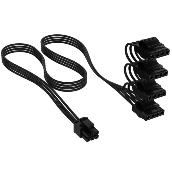 Corsair cables, Type 4, PATA power connectors, 450mm, 550mm, 650mm, 750mm, individually sleeved – black