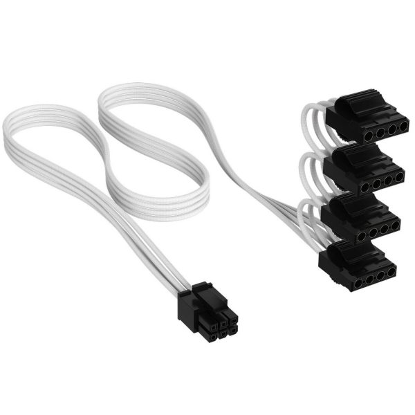 Corsair Cable, Type 4, PATA Power Connectors, 450mm, 550mm, 650mm, 750mm, individually sleeved – white