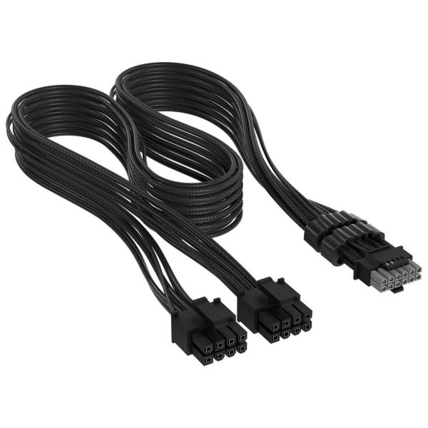 Corsair Premium Sleeved 2x 8-Pin to 12V-2×6 Cable, for Type 4 Power Supply – Black