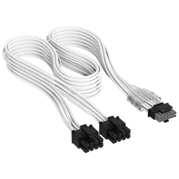 Corsair Premium Sleeved 2x 8-Pin to 12V-2×6 Cable, for Type-4 Power Supply – White