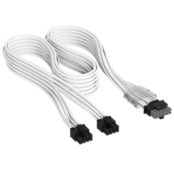 Corsair Premium Sleeved 2x 8-Pin to 12V-2×6 Cable, for Type-5 Power Supply – White