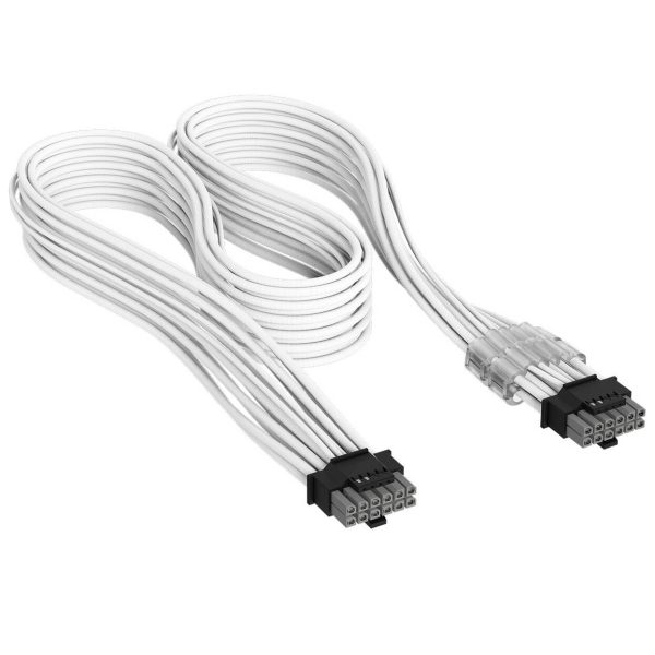 Corsair Premium Sleeved 12V-2×6 to 12V-2×6 Cable, Universal – White