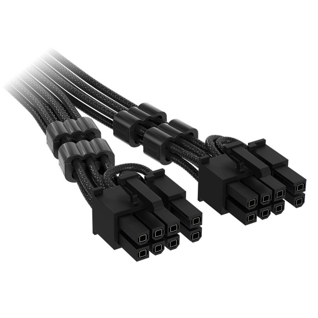 Corsair Premium Sleeved 12V-2x6 to 2x 6+2-Pin PCIe Cable, Universal - Black