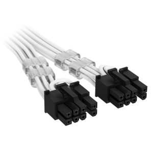 Corsair Premium Sleeved 12V-2x6 to 2x 6+2-Pin PCIe Cable, Universal - white