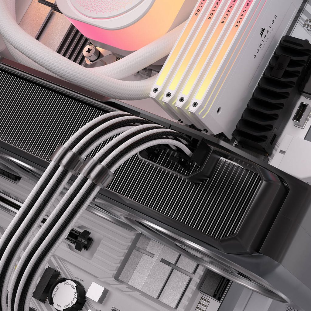 Corsair Premium Sleeved 12V-2x6 to 2x 6+2-Pin PCIe Cable, Universal - Black/White