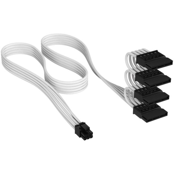 Corsair Premium Sleeved 4x SATA Power Cables, for Type-5 Power Supply – White