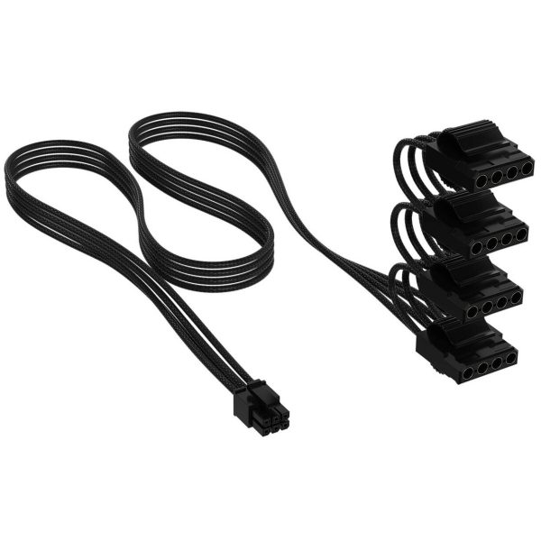 Corsair Premium Sleeved 4x 4-Pin Molex Cables for Type-5 Power Supply – Black