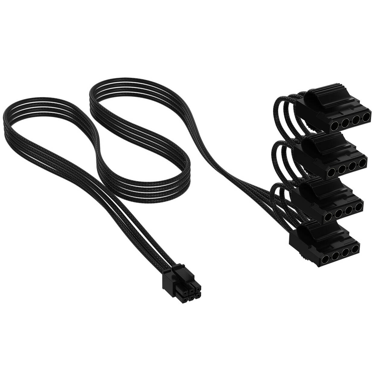 Corsair Premium Sleeved 4x 4-Pin Molex Cables for Type-5 Power Supply - Black