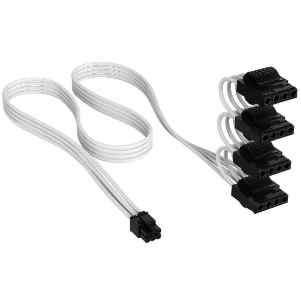 Corsair Premium Sleeved 4x 4-Pin Molex Cables, for Type-5 Power Supply – White