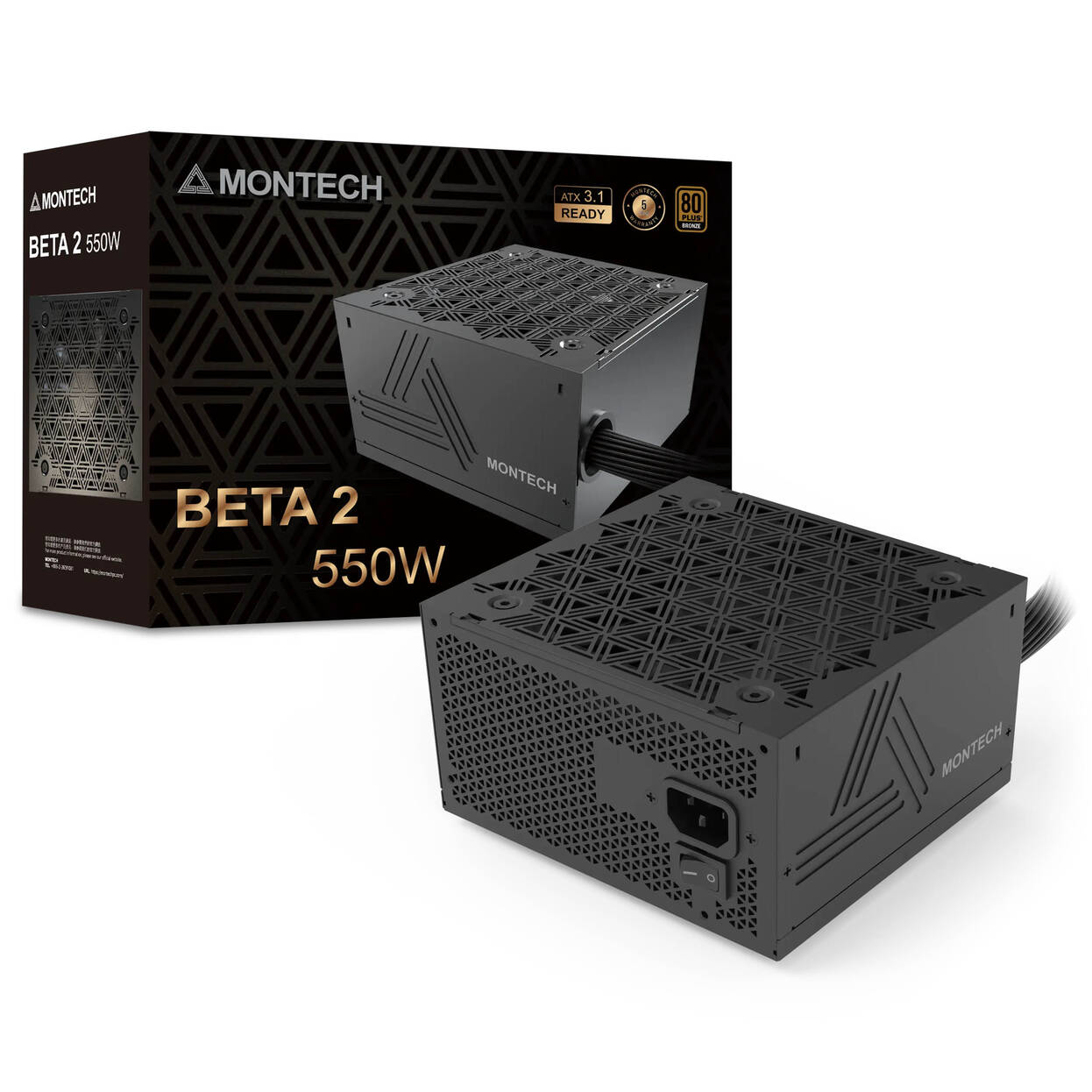 Montech BETA 2 80 PLUS Bronze Power Supply, ATX 3.1 - 550 Watts, black