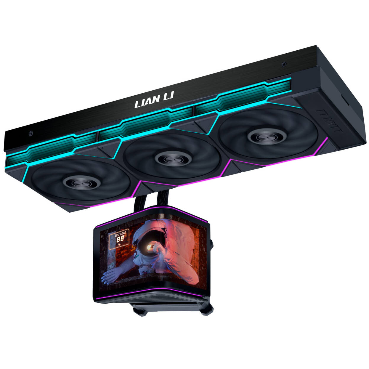 Lian Li HydroShift II OLED Curved 360 UNI FAN TL AiO Water Cooling, 360 mm, OLED Display, TL-FLEX Fans - Black