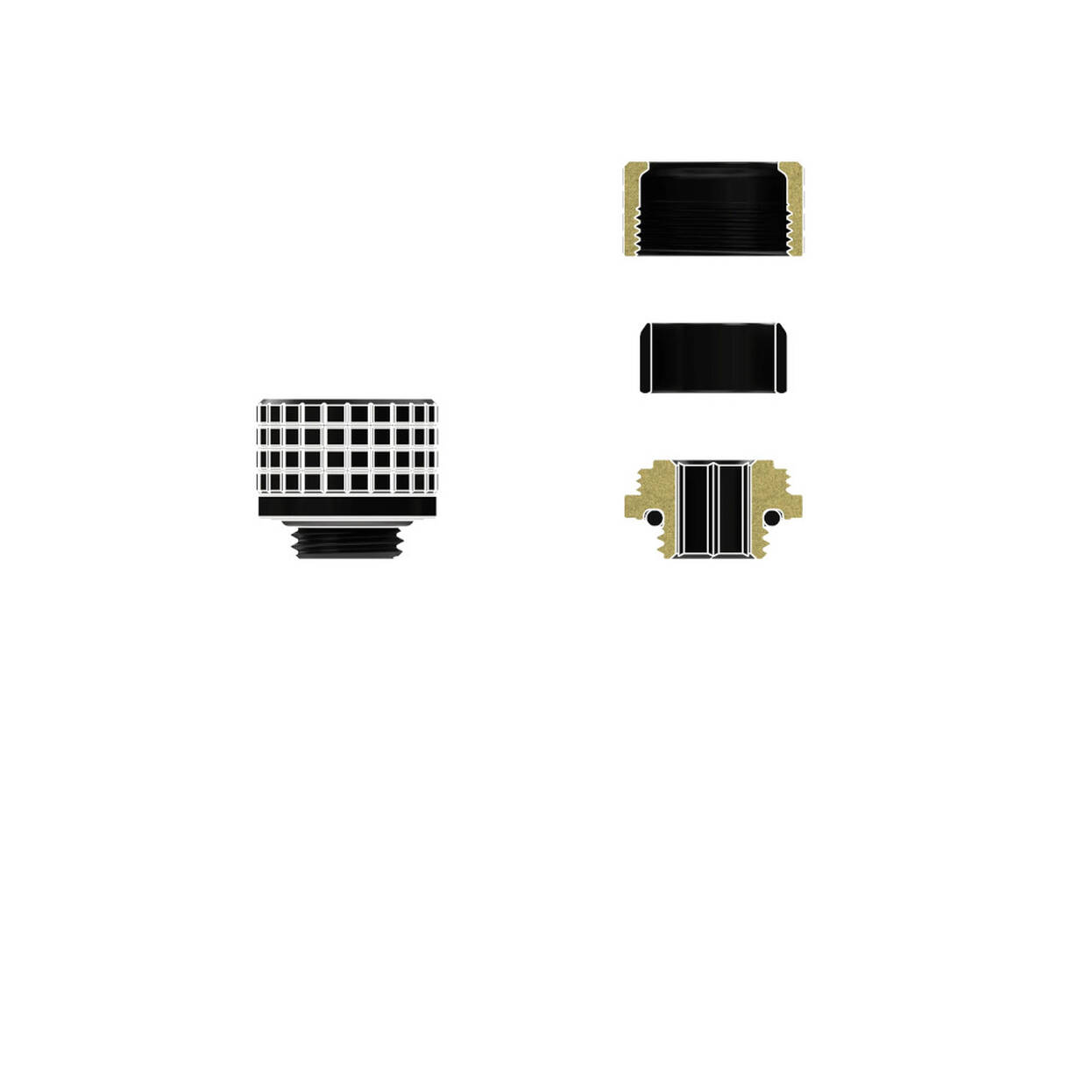 Thermal Grizzly DeltaMate Fitting, Brass, G1/4 Thread - Black, HT14