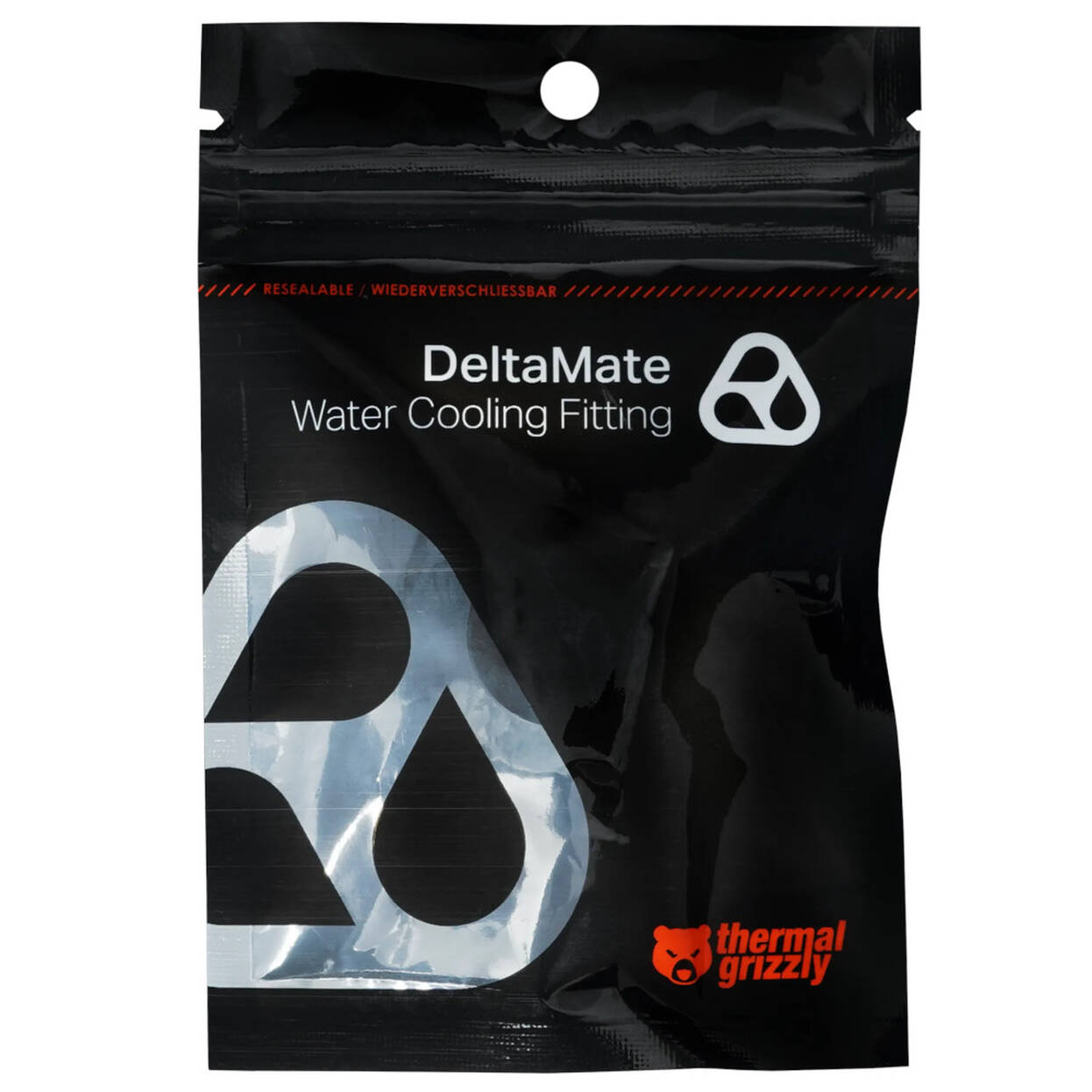 Thermal Grizzly DeltaMate Pass-Through Fitting, G1/4 – black chrome plated